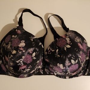 Floral Black and Purple Bra